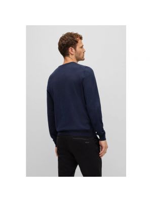 Jersey de lana de tela jersey de cuello redondo Hugo Boss azul