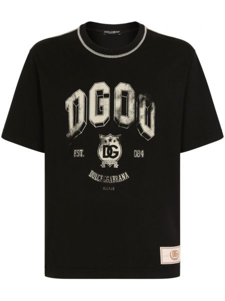 Pamučna majica s printom Dolce & Gabbana crna