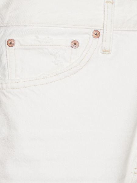 Bombažne kratke jeans hlače Agolde bela