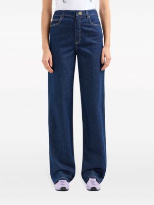 Straight fit džíny s vysokým pasem Emporio Armani modré