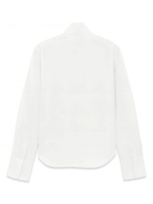 Plisovaná bavlněná košile Saint Laurent bílá