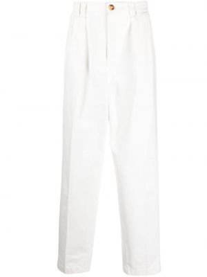 Pantaloni di cotone baggy plissettati Brunello Cucinelli bianco