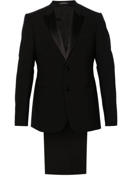 Gyapjú öltöny Emporio Armani fekete