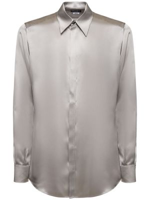 Camicia di raso di seta Dolce & Gabbana grigio