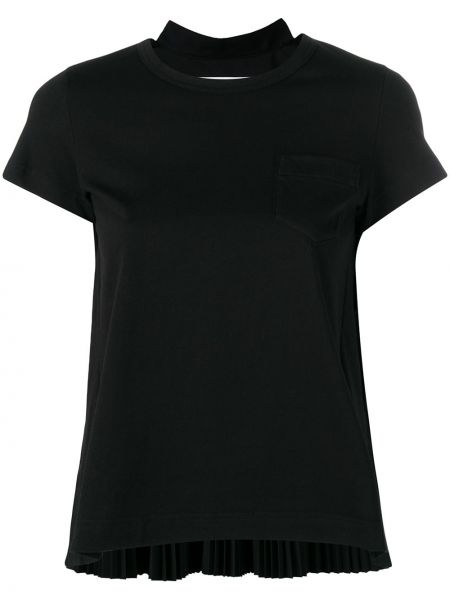 Camiseta plisada Sacai negro