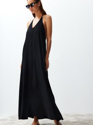 Μάξι φόρεμα με κομμένη πλάτη από λυγαριά Trendyol μαύρο