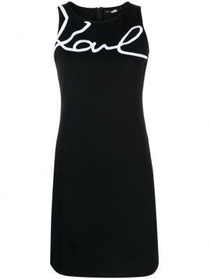Bavlnené šaty bez rukávov s potlačou Karl Lagerfeld čierna