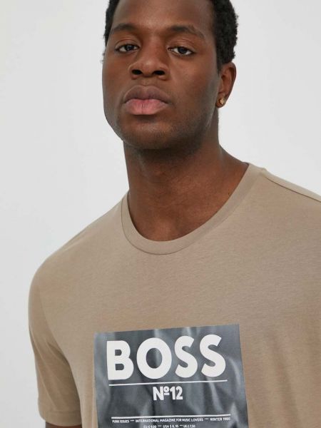 Памучна тениска с дълъг ръкав с апликация Boss Orange