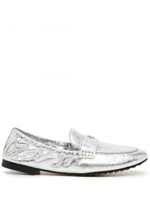 Pantofi loafer din piele Tory Burch argintiu