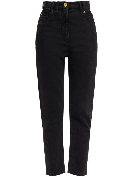 Bomuld højtaljet stretch jeans Balmain sort