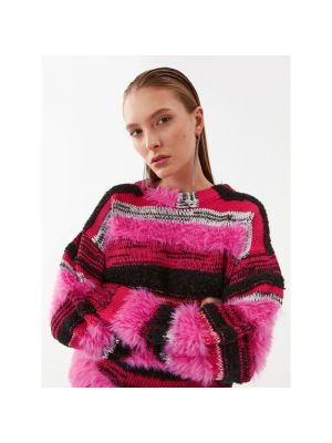 Sweter z okrągłym dekoltem Pinko różowy