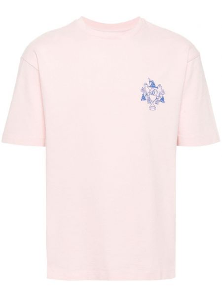 Памучна тениска с принт Drôle De Monsieur розово