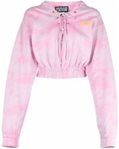 Sudadera con capucha con cordones Versace Jeans Couture rosa