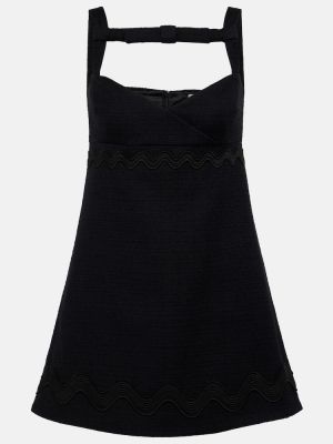 Tvídové bavlněné šaty s mašlí Patou černé
