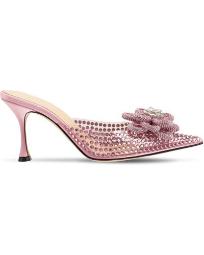 Papuci tip mules cu model floral Mach & Mach roz