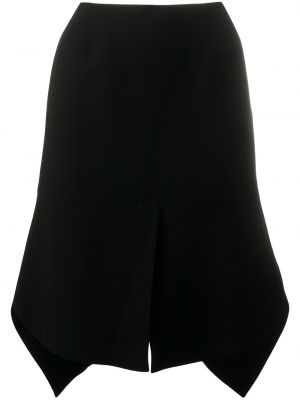 Vlněné asymetrická sukně na zip Alaïa Pre-owned - černá