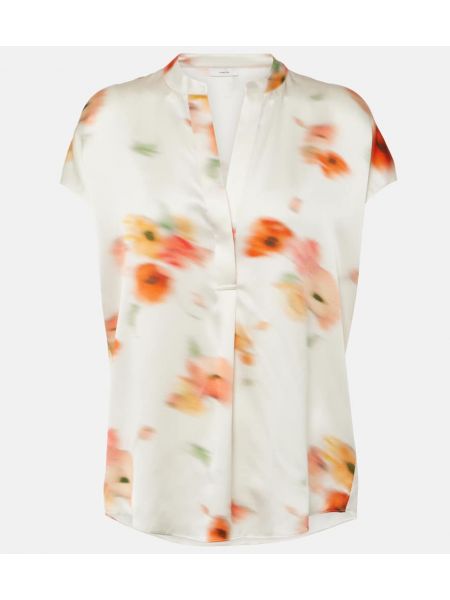Bluză din satin de mătase cu model floral Vince