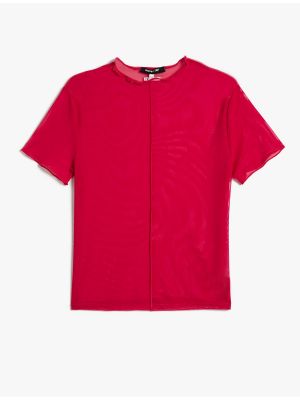 Tylové tričko s krátkými rukávy Koton červené