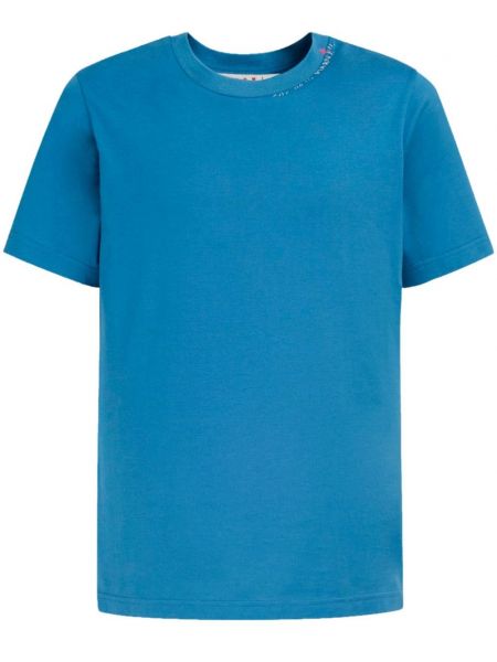 Kvetinové bavlnené tričko s potlačou Marni modrá