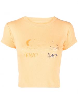 Βαμβακερή μπλούζα με σχέδιο παραλίας Erl πορτοκαλί