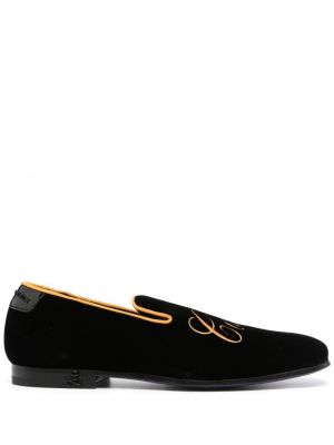 Kožené loafersy s výšivkou Philipp Plein čierna