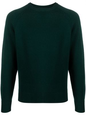 Vilnonis megztinis apvaliu kaklu Fursac žalia