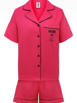 Хлопковая пижама из вискозы Moschino розовая