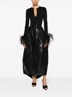 Žakárové dlouhá sukně Max Mara Vintage černé