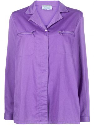 Bavlnená košeľa na zips Prada Pre-owned fialová