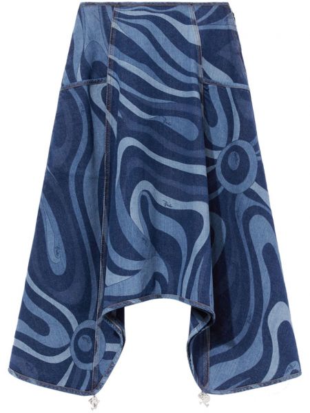 Džínsová sukňa s potlačou Pucci modrá