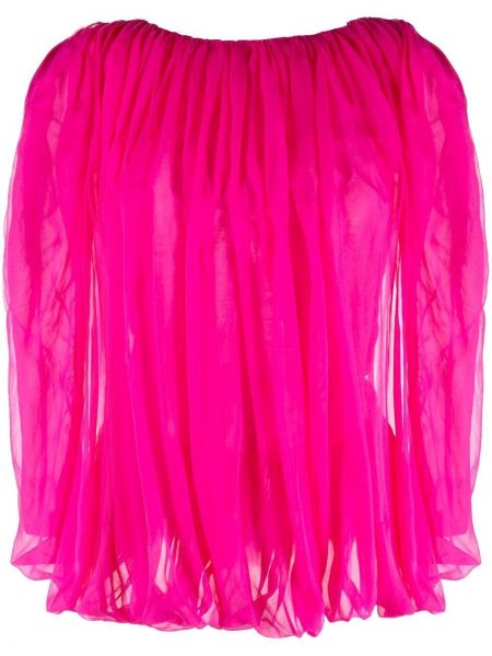 Плисирана копринена блуза Rick Owens розово
