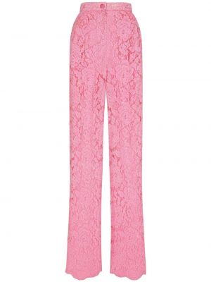Pantaloni cu model floral din dantelă Dolce & Gabbana roz