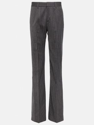 Pruhované rovné kalhoty s vysokým pasem Alessandra Rich šedé