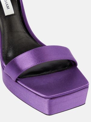 Saténové sandály na platformě Victoria Beckham fialové