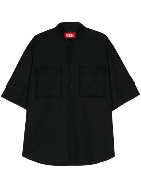 Μάλλινο πουκάμισο με κέντημα 032c μαύρο