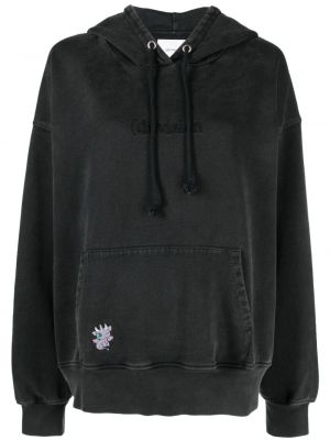 Pamučna hoodie s kapuljačom s vezom (di)vision crna