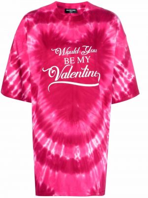 T-shirt à imprimé de motif coeur Balenciaga rose