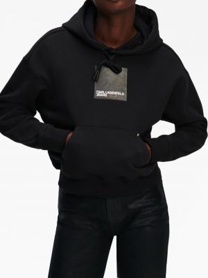 Kokvilnas kapučdžemperis ar apdruku Karl Lagerfeld Jeans melns