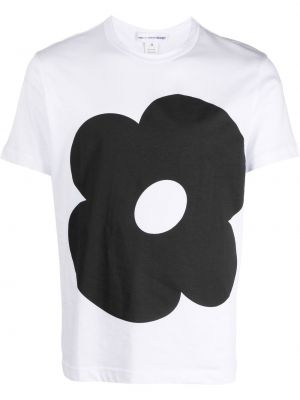 Pamučna majica s cvjetnim printom s printom Comme Des Garçons Shirt bijela
