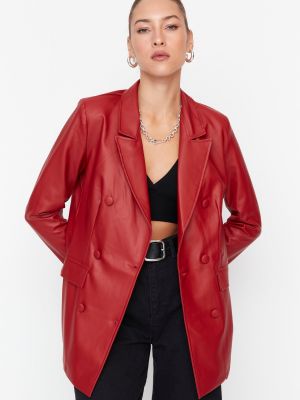 Usnjena jakna Trendyol rdeča
