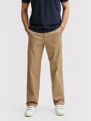 Relaxed fit chinos kelnes Selected Homme smėlinė