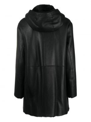 Leder mantel mit kapuze Desa 1972 schwarz