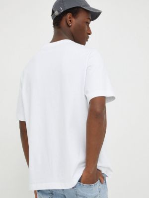 Bavlněné tričko s aplikacemi Abercrombie & Fitch bílé