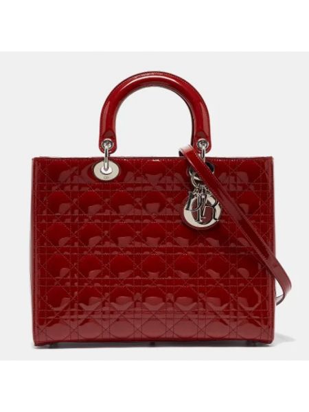 Shopperka skórzana Dior Vintage czerwona