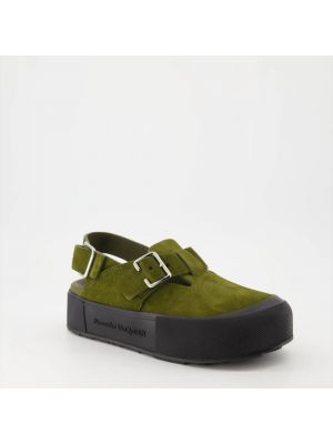 Sandały na koturnie Alexander Mcqueen zielone