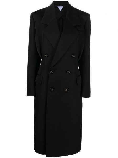 Vlněný kabát Bottega Veneta černý