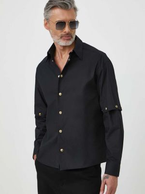 Pamučna traper košulja bootcut Versace Jeans Couture crna