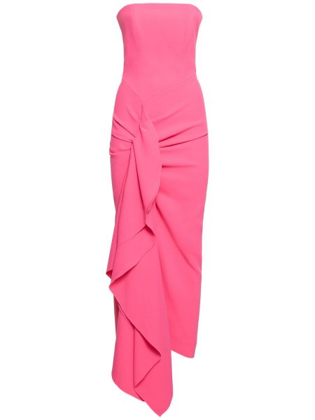 Плетена миди рокля от креп Solace London розово