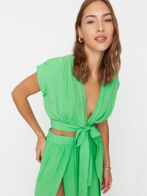 Čipkovaný oblek Trendyol zelená
