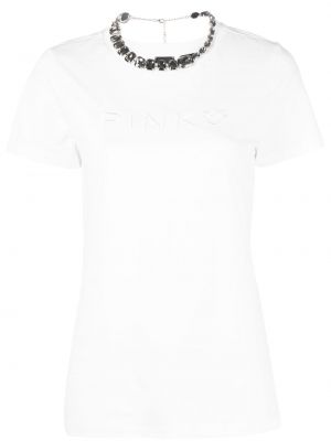 Памучна тениска бродирана Pinko бяло